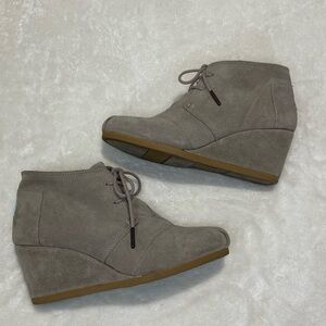 TOMS Suede Wedge Heel Ankle Boots